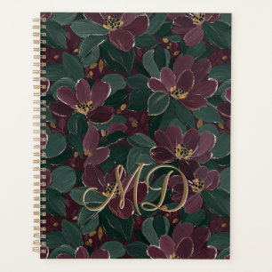 Luxe Modern Bloem Motief Smaragdgroene Pruim Goud Planner