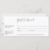 Luxe Modern Cadeaubon Cadeau Kaart toevoegen logo (Achterkant)