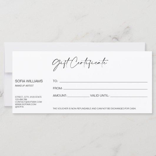 Luxe Modern Cadeaubon Cadeau Kaart toevoegen logo (Achterkant)
