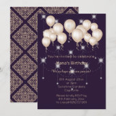 LUXE MODERN DAMASK NAVY SILVER Invitation Kaart (Voorkant / Achterkant)