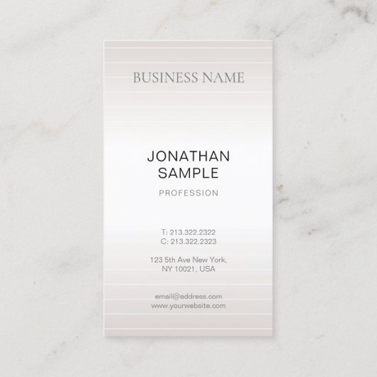 Luxe Modern Elegant Minimalistisch Plain Faux Silv Visitekaartje (Achterkant)