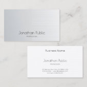 Luxe Modern Elegant Silver Sjabloon Professional Visitekaartje (Voorkant / Achterkant)