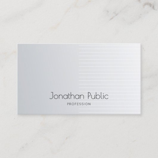 Luxe Modern Elegant Silver Sjabloon Professional Visitekaartje (Voorkant)