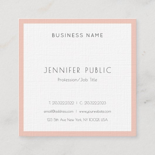 Luxe Modern Elegant Trendy Sjabloon Minimalist Vierkante Visitekaartje (Achterkant)