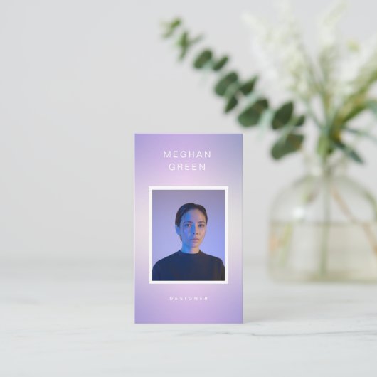 Luxe modern fotoverloop paarse Visitekaartje (Staand voorkant)