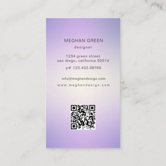 Luxe modern fotoverloop paarse Visitekaartje (Achterkant)