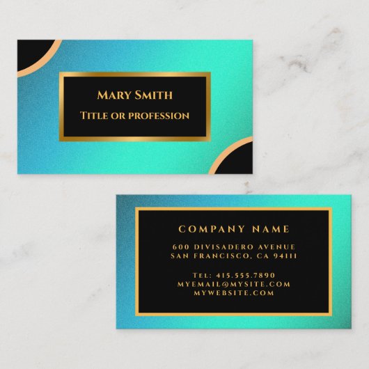 Luxe, modern Gold Blue Professional Visitekaartje (Voorkant / Achterkant)