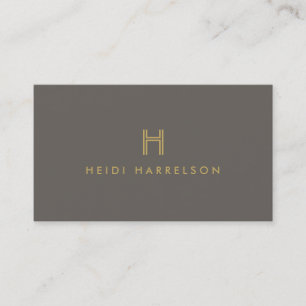 LUXE MODERN GOLD EN TAUPE INITIAAL MONOGRAM LOGO VISITEKAARTJE
