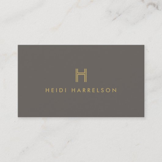 LUXE MODERN GOLD en TAUPE INITIAAL MONOGRAM LOGO Visitekaartje (Voorkant)