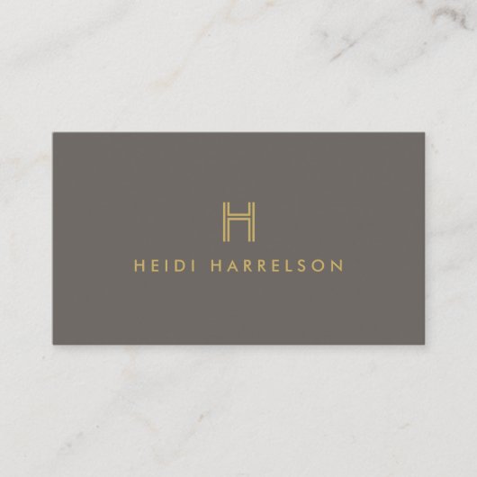 LUXE MODERN GOLD en TAUPE INITIAAL MONOGRAM LOGO Visitekaartje (Voorkant)