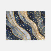 Luxe, Modern, Goud Blauw Patroon Fleece Deken (Voorkant (Horizontaal))