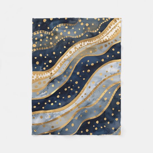 Luxe, Modern, Goud Blauw Patroon Fleece Deken (Voorkant)