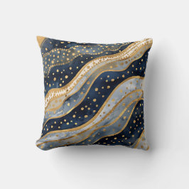 Luxe, Modern, Goud Blauw Patroon Kussen