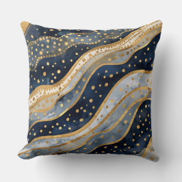 Luxe, Modern, Goud Blauw Patroon Kussen