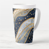 Luxe, Modern, Goud Blauw Patroon Latte Mok (Rechterhoek)