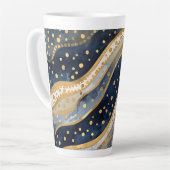 Luxe, Modern, Goud Blauw Patroon Latte Mok (Linkerhoek)