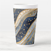 Luxe, Modern, Goud Blauw Patroon Latte Mok (Voorkant)