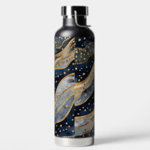 Luxe, Modern, Goud Blauw Patroon,