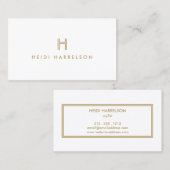 LUXE MODERN GOUD en WIT INITIAAL MONOGRAM LOGO Visitekaartje (Voorkant / Achterkant)