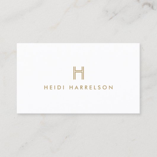 LUXE MODERN GOUD en WIT INITIAAL MONOGRAM LOGO Visitekaartje (Voorkant)