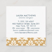 Luxe Modern Goud Navy Damast Professional Vierkante Visitekaartje (Achterkant)