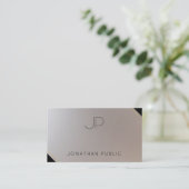 Luxe Modern Goud Zilver Elegant Monogram Visitekaartje (Staand voorkant)