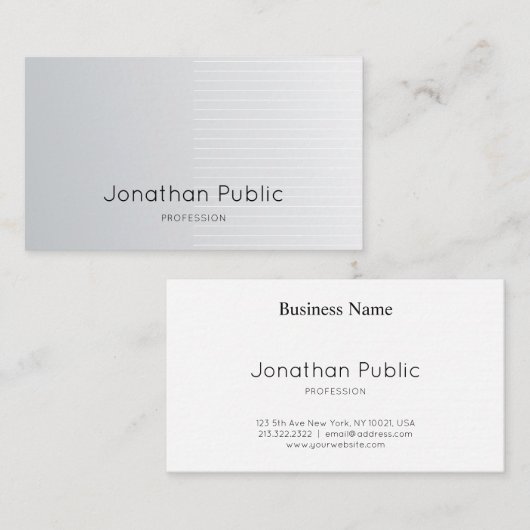 Luxe, modern grafisch ontwerp, zilver, gewoon prof visitekaartje (Voorkant / Achterkant)