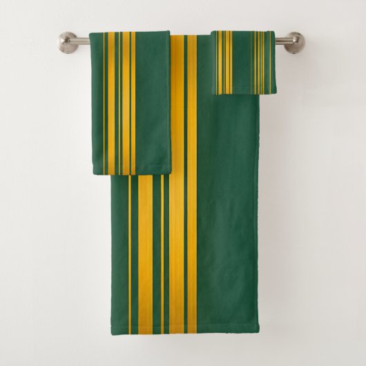 Luxe Modern Groen Gouden Linnen Textuur Collectie Bad Handdoek (Insitu)