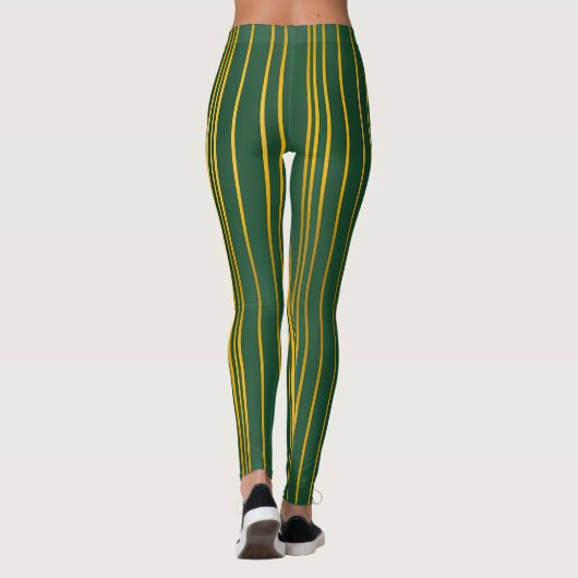 Luxe Modern Groen Gouden Linnen Textuur Collectie Leggings (Achterkant)