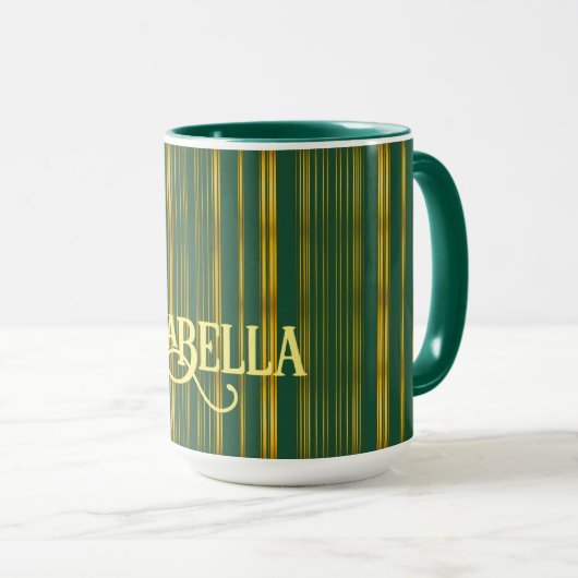 Luxe Modern Groen Gouden Linnen Textuur Collectie Mok (Voorkant rechts)