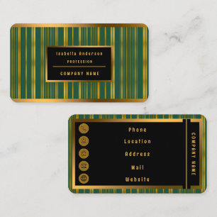Luxe Modern Groen Gouden Linnen Textuur Collectie Visitekaartje
