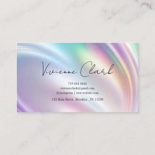 Luxe modern holografisch monogram visitekaartje (Achterkant)