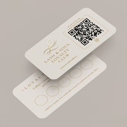 Luxe Modern Lash Tech Zand Loyalty Card Visitekaartje