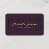 Luxe Modern Marketing Monogram Paarse Visitekaartje (Voorkant)