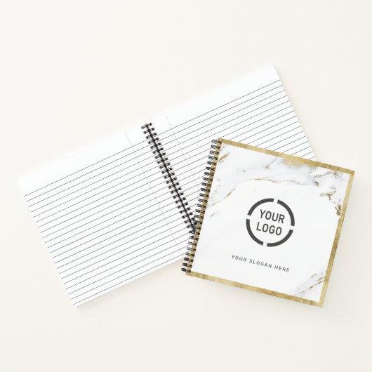 Luxe modern nep goud marmeren bedrijfslogo notitieboek (Binnen)