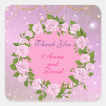 Luxe modern Roos Voeg Jouw tekst Square Sticker to