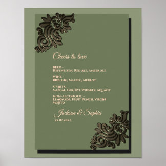 Luxe Modern Salie groen & goud klassieke menukaart Poster