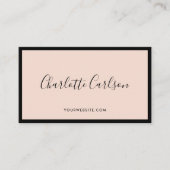 Luxe Modern Script Blush Pink Black Visitekaartje (Voorkant)