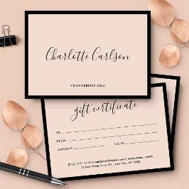 Luxe Modern Script Blush Pink Gift Certificaat
