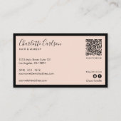 Luxe Modern Script Blush Pink QR Social Media Visitekaartje (Achterkant)