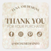 Luxe Modern Trendy Elegant Eenvoudig Dank U Vierkante Sticker (Voorkant)