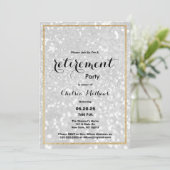 Luxe modern wit goud glitter Pensioen Party Kaart (Staand voorkant)