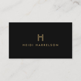 LUXE MODERN ZWART EN GOUD INITIAAL MONOGRAM LOGO VISITEKAARTJE