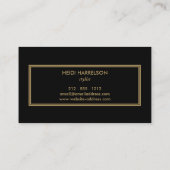 LUXE MODERN ZWART EN GOUD INITIAAL MONOGRAM LOGO VISITEKAARTJE (Achterkant)