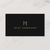 LUXE MODERN ZWART EN GOUD INITIAAL MONOGRAM LOGO VISITEKAARTJE (Voorkant)