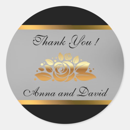 Luxe Modern Zwart Goud Voeg Uw Tekst Toe Ronde Sticker (Voorkant)