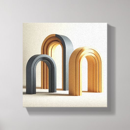 Luxe Moderne 3D Bogen Kunst - Minimalistische Geom Canvas Afdruk (Voorkant)