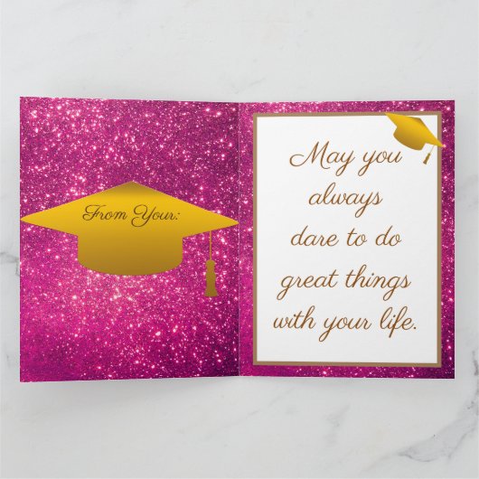 Luxe Moderne Aanpasbare Roze Glitters Kaart (Binnen)