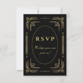 Luxe moderne Art Deco RSVP-kaart RSVP Kaartje (Voorkant)