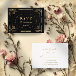 Luxe moderne Art Deco RSVP-kaart RSVP Kaartje